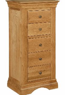 Gardens and Homes Direct Provence Oak 5 Drawer Wellington Chest of Drawers