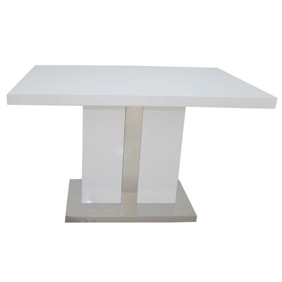 White 4 Seat High Gloss 1.3m Plinth Dining Table