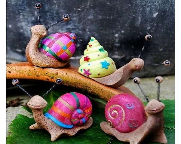 Gardens2you Set Of Four Bright Coloured Resin Snail Garden Ornaments