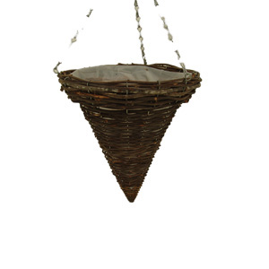 12 Inch Brown Rattan Hanging Cone