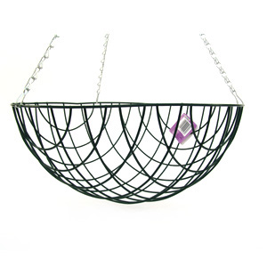 16 Inch Green Wire Hanging Basket with
