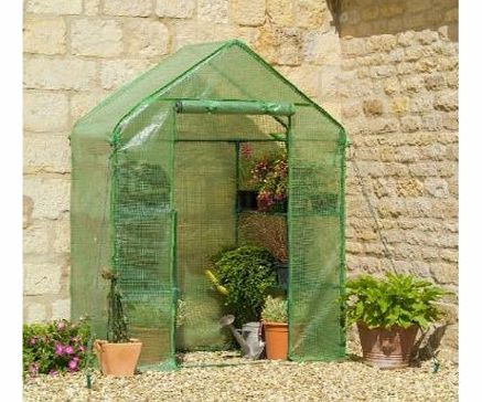 Compact Walk-In Greenhouse with Shelves and Heavy Duty Cover