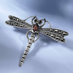 Garnet Dragonfly Brooch