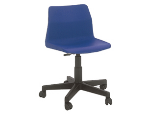 Multi purpose gas lift chair. Ergonomic polypropylene one piece shell with lower lumbar curvature. F