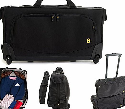 GATE8 Cabin Sized Wheeled Crease Free Garment Bag with Zip-Off Laptop Bag