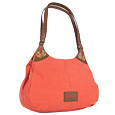 Coral Canvas and Leather Spacious Hobo Bag