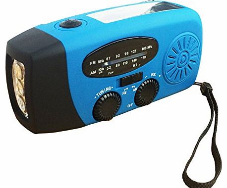 Handheld Emergency LED Torch (flashlight) + Radio (AM / FM) + Dynamo + Solar Powered + Charger for Cell Phones, for Camping, Outdoors, Works with iPhone, iPad, Android, Tablets