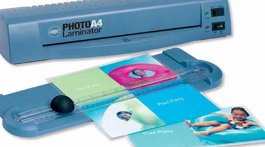 GBC Photo Laminator Fixed Speed ID-A4 up to 150 micron with A4 Trimmer and 12 6x4in Pouches Ref 4400388
