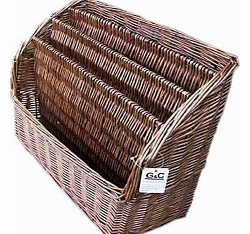 GC LARGE RUSTIC FRENCH WICKER MAGAZINE RACK