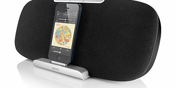 Gear4 Houseparty 6 Charging Dock and Stereo Speaker with Lightning Connector and EU/UK Plug Compatible with iPhone 5/5S/5C/6/6 Plus, iPod Touch 5th Generation and iPod Nano 7th Generation - Black