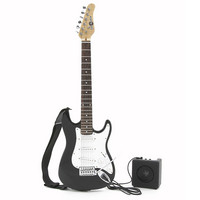 Gear4Music 3/4 Electric-ST Guitar   Miniamp Black