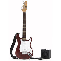 Gear4Music 3/4 Electric-ST Guitar  Miniamp Red