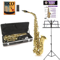 Gear4Music Alto Saxophone Complete Package Light Gold