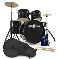Gear4Music BDK-1 Starter Drum Kit   Complete Pack Black