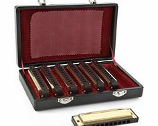 Gear4Music Blues Golden Harmonica Set by Gear4music
