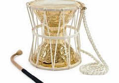 Gear4Music Brass Talking Drum with Bag and Beater by