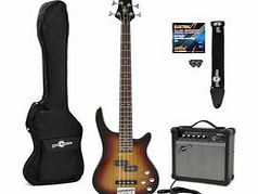 Chicago Electric Bass Guitar + Amp Pack Sunburst