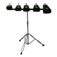 Gear4Music Cowbell Set with Stand by Gear4music