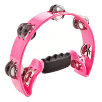 Gear4Music D-Shaped Tambourine by Gear4music Pink