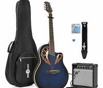 Gear4Music Deluxe Roundback Guitar and 15W Amp Pack Blue