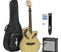 Gear4Music Deluxe Roundback Guitar and 15W Amp Pack Flamed