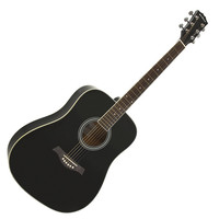 Dreadnought Acoustic Guitar by Gear4music Black