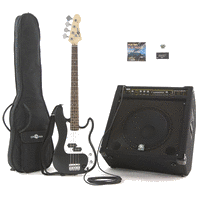 Gear4music Electric G-4 Bass   150W Power Pack,BK
