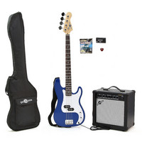 Gear4music Electric G-4 Bass   25W Amp Pack,BLUE