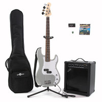 Gear4Music Electric G-4 Bass   35W Amp Pack Silver