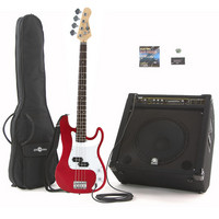 Gear4Music Electric G-4 Bass Guitar   150W Power Pack Red