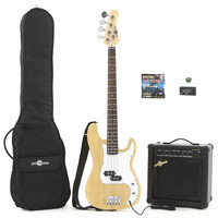 Gear4Music Electric G-4 Bass Guitar   25W Amp Pack Natural