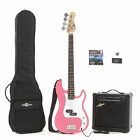 Gear4Music Electric G-4 Bass Guitar   25W Amp Pack Pink