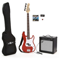 Gear4Music Electric G-4 Bass Guitar   25W Amp Pack Red