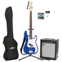 Gear4Music Electric G-4 Bass Guitar   35W Amp Pack Blue