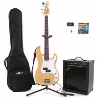 Gear4Music Electric G-4 Bass Guitar   35W Amp Pack Natural