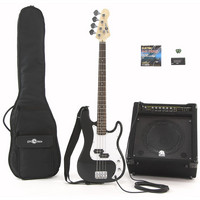 Gear4Music Electric G-4 Bass Guitar   80W Power Pack Black
