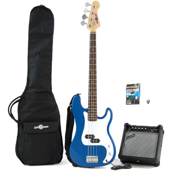 Gear4Music Electric G-4 Bass Guitar and Amp Pack BL