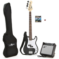 Gear4Music Electric G-4 Bass Guitar and Amp Pack Black