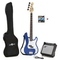 Gear4Music Electric G-4 Bass Guitar and Amp Pack Blue