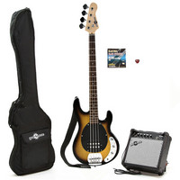 Gear4Music Electric G4M M Bass Guitar and Amp Pack Two Tone