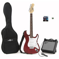 Gear4Music Electric-ST Guitar   Amp Pack WINE RED
