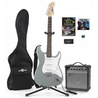 Gear4Music Electric-ST Guitar and Complete Pack Silver