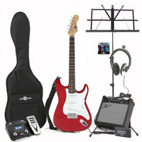 Gear4Music Electric-ST Guitar Red Christmas Multi FX Pack