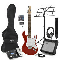 LA Electric Guitar + Multi FX Pack Red