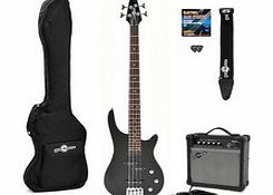 Miami Electric Bass Guitar + Amp Pack Black