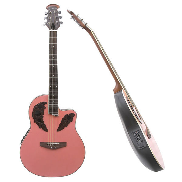 Gear4Music Round Back Acoustic Guitar Pink