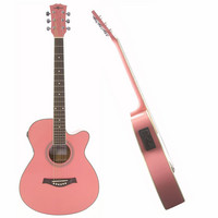 Gear4Music Single Cutaway Electro Acoustic Pink