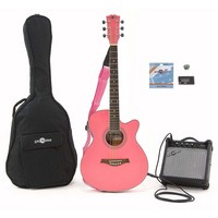 Single Cutaway Guitar + 15W Amp Pack Pink