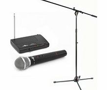 Gear4Music Single Wireless Mic System and Stand by Gear4music