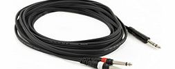 Gear4Music Stereo Jack - Mono Jack(x2) Cable 6m